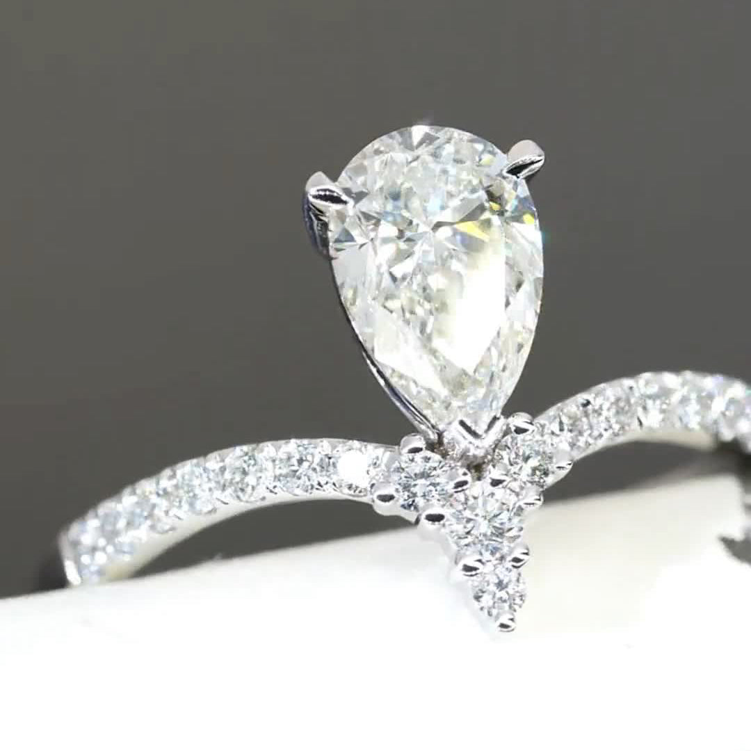 Pear Cut Elegant Moissanite Engagement Ring