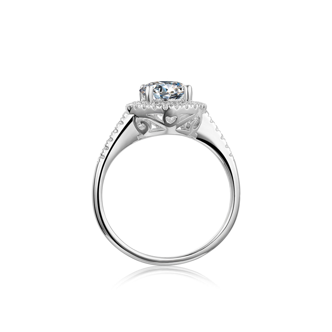 Halo Round Cut Moissantie Engagement Ring