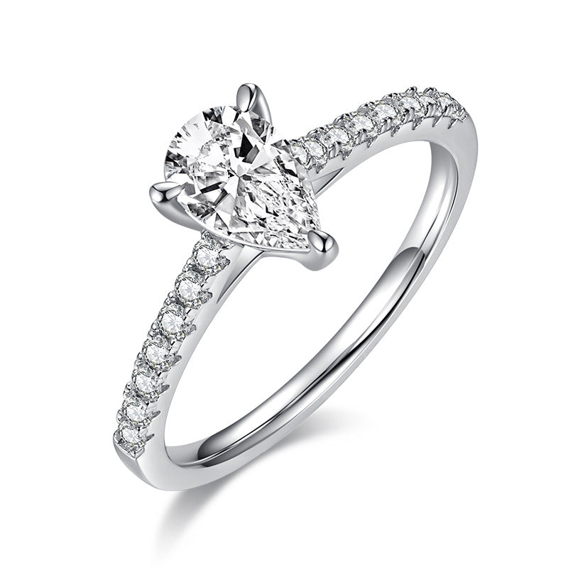 Simple Design Pear Cut Moissanite Ring