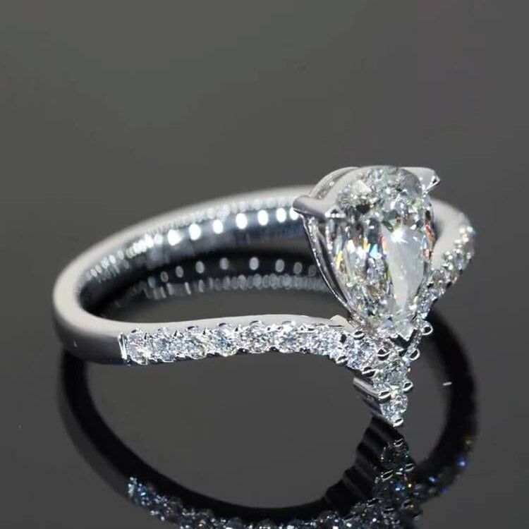 Pear Cut Elegant Moissanite Engagement Ring