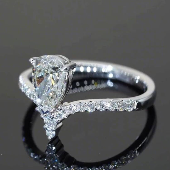 Pear Cut Elegant Moissanite Engagement Ring