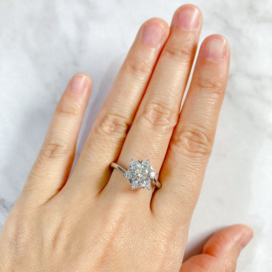 Star Flower Design Moissanite Ring