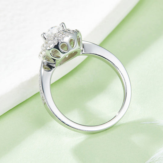 Double Halo Design Pear Cut  Moissanite Ring