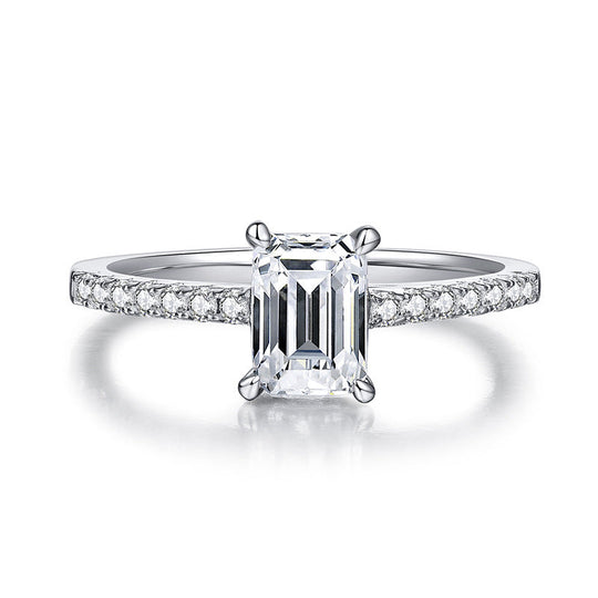 Simple Design Emerald Cut Moissanite Ring