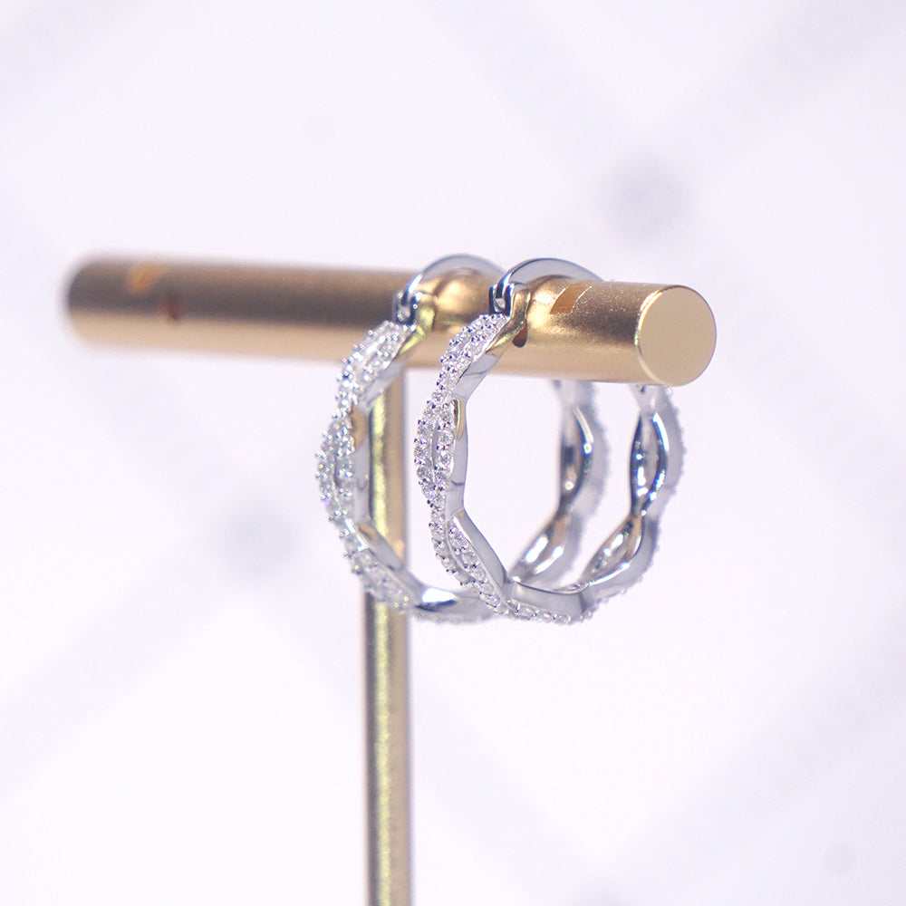 Trendy 925 Silver Moissanite Hoop Earrings