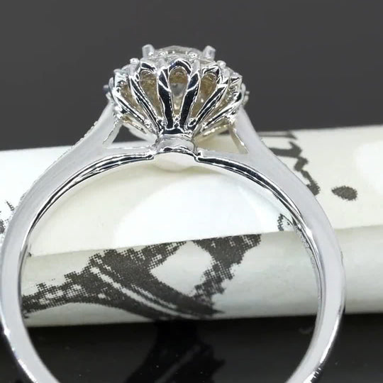 Flower Design Moissanite Engagement Ring