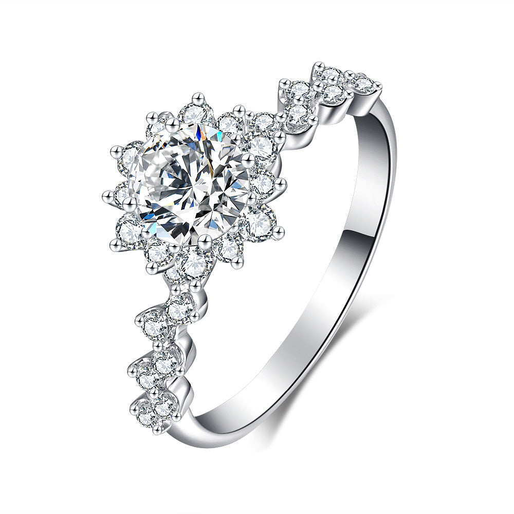 The Stars and Flower Moissanite Engagement Ring