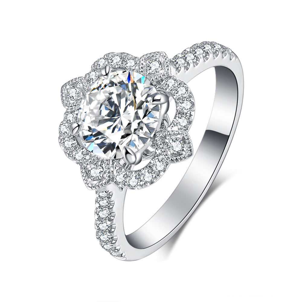 Special Geometry Design Moissanite Engagement Ring