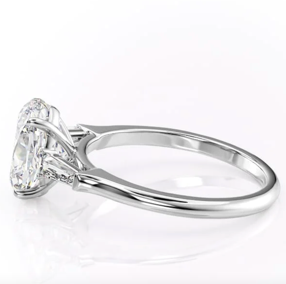 3CT Oval Cut three stone Design Moissanite Engagement Ring