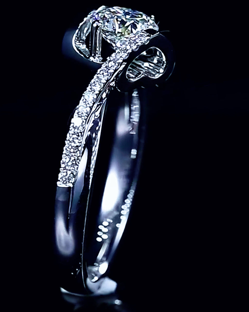 New Twisted Shank Design Moissanite Engagement Ring