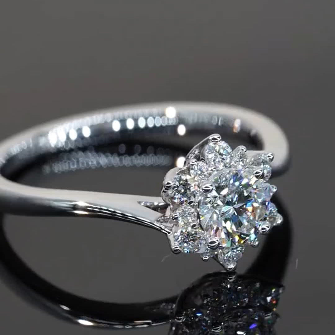 Star Flower Moissanite Engagement Ring