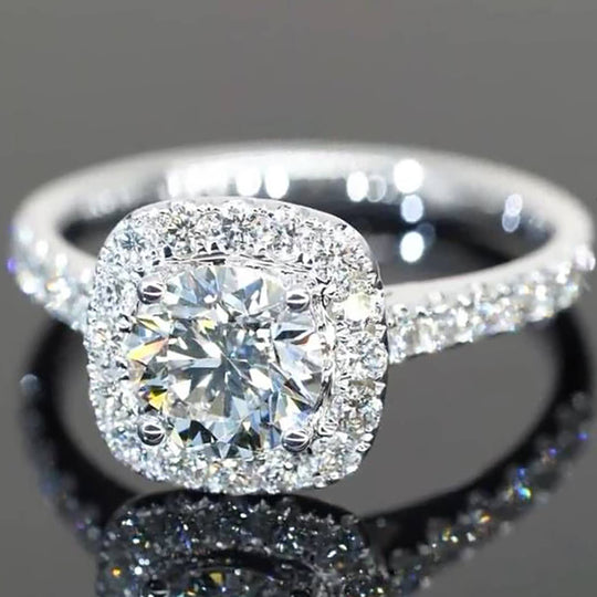 Classic Halo Design Moissanite Engagement Ring