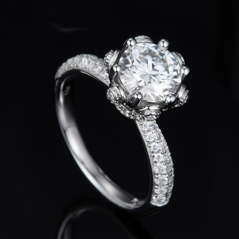 Flower Moissanite Engagement Ring