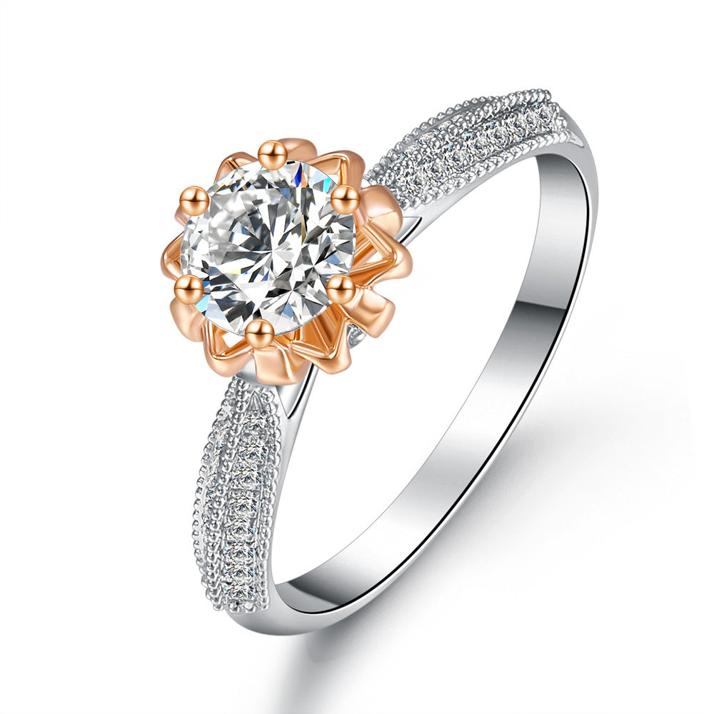 Flower Bud 2 Tones Moissanite Engagement Ring