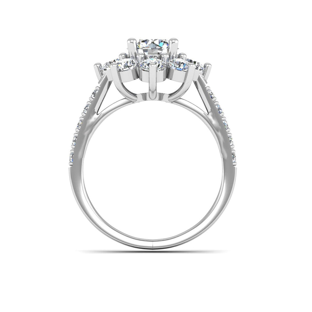 Classic FLower Design Moissanite Engagement Ring