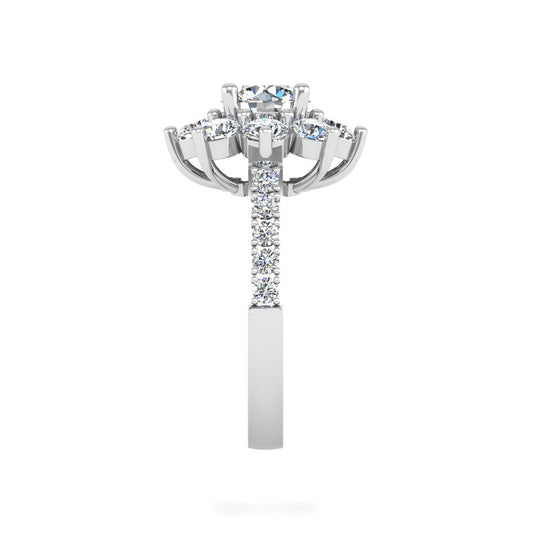 Classic FLower Design Moissanite Engagement Ring