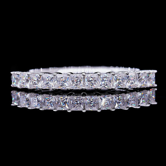 Princess cut 2x2mm 1ct total Wedding Band Moissanite Half Eternity Ring