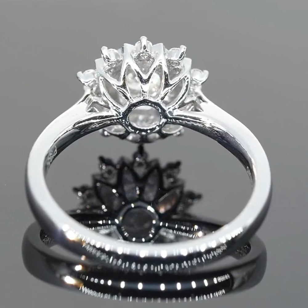 Flower Design Moissanite Engagement Ring