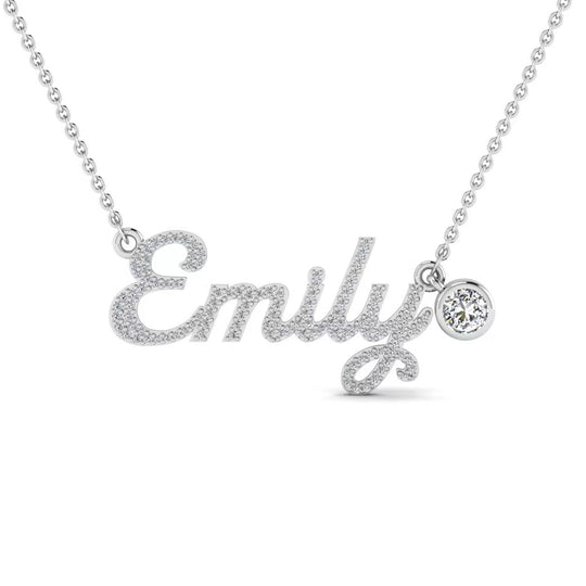 S925 Silver Custom Moissanite Name Necklace With 4mm Charm For Women