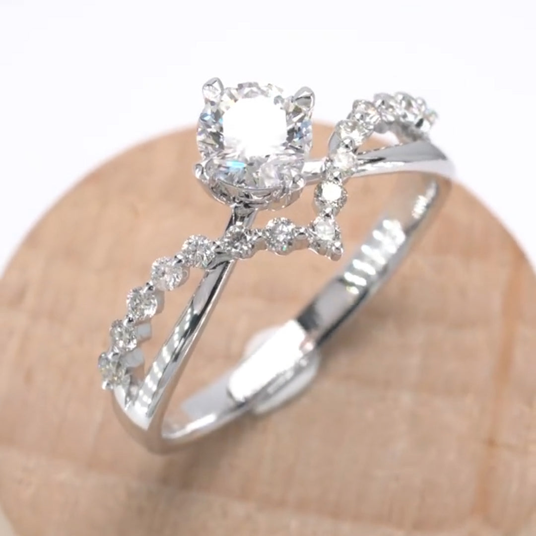 Cross Ring Band Design Moissanite Engagement Ring