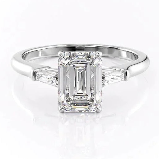 3CT Emerald Cut three Stones Moissanite Engagement Ring