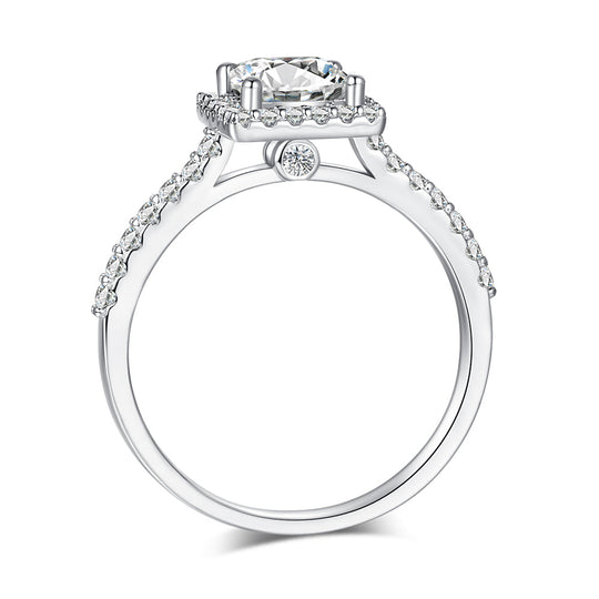 Princess Cut Halo Design Moissanite Ring