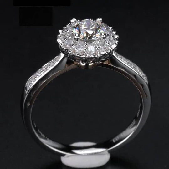 Blooming Flower 2 Tones  Moissanite Engagement Ring