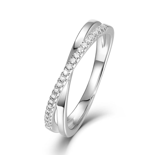 X Design Wedding Band Moissanite Half Eternity Ring